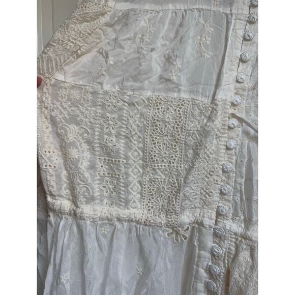 Johnny Was Lexan Embroidered Button-Down Slip Dress Boho Chic Size Large - Picture 9 of 13